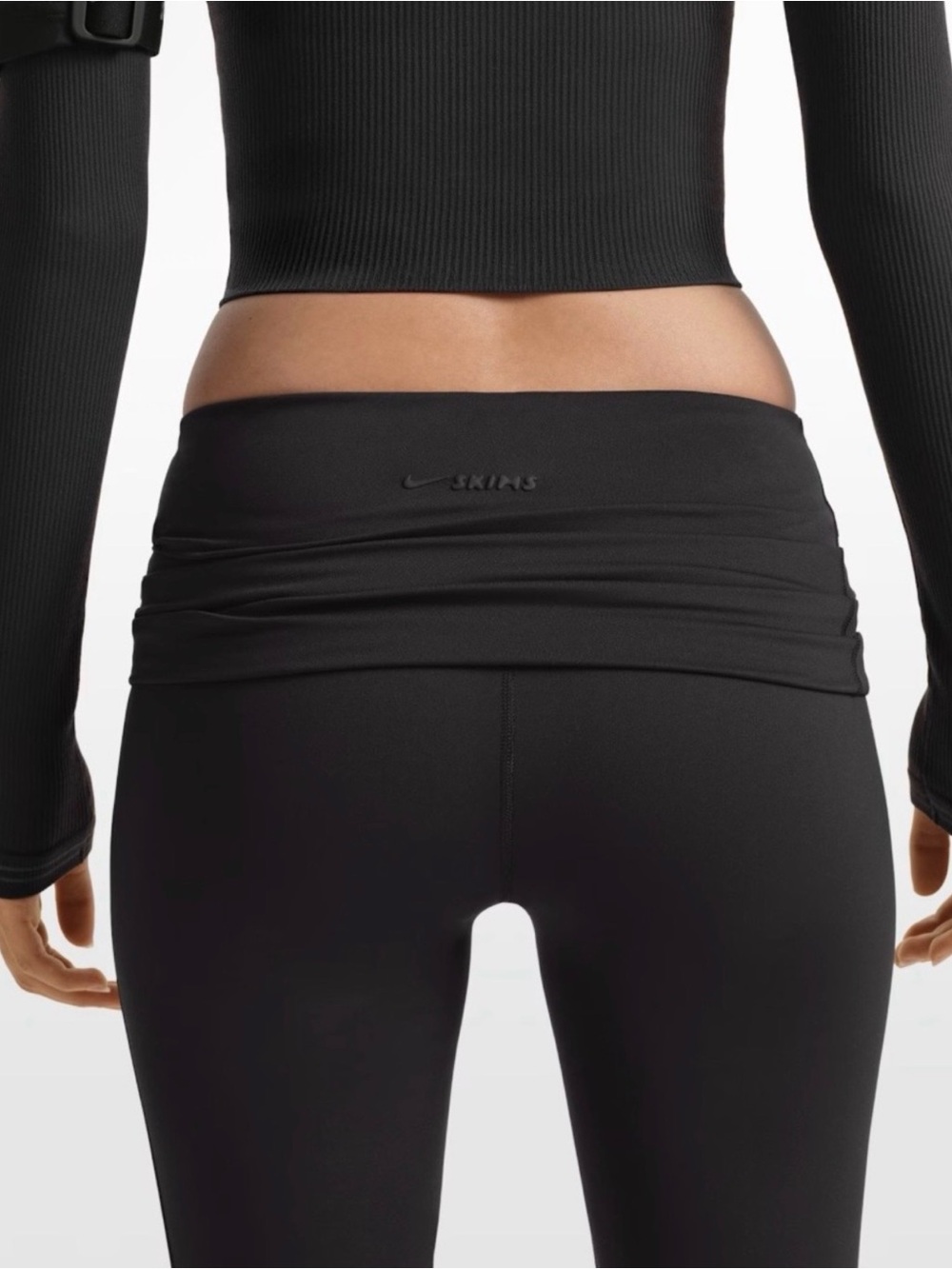 SKIMSxNike - NWT- Matte Foldover Slim Flare Leggings- Size Small- Obsidian - Picture 4 of 16